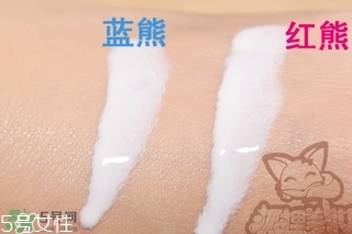 近江兄弟防曬霜紅色藍色哪個好？近江兄弟小熊防曬霜紅色藍色對比